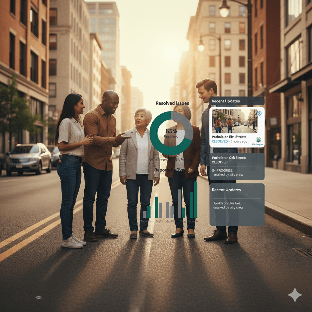 Citizens discussing civic issues and community improvement