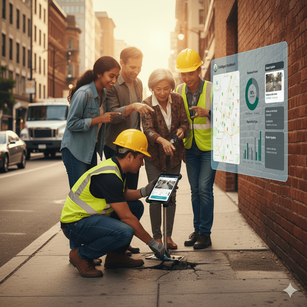 Municipality employee using CivicAgent app to coordinate repairs